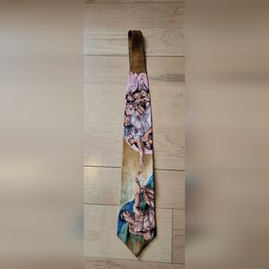 Vintage Ralph Marlin Silk Creation Of Adam Artistic Tie